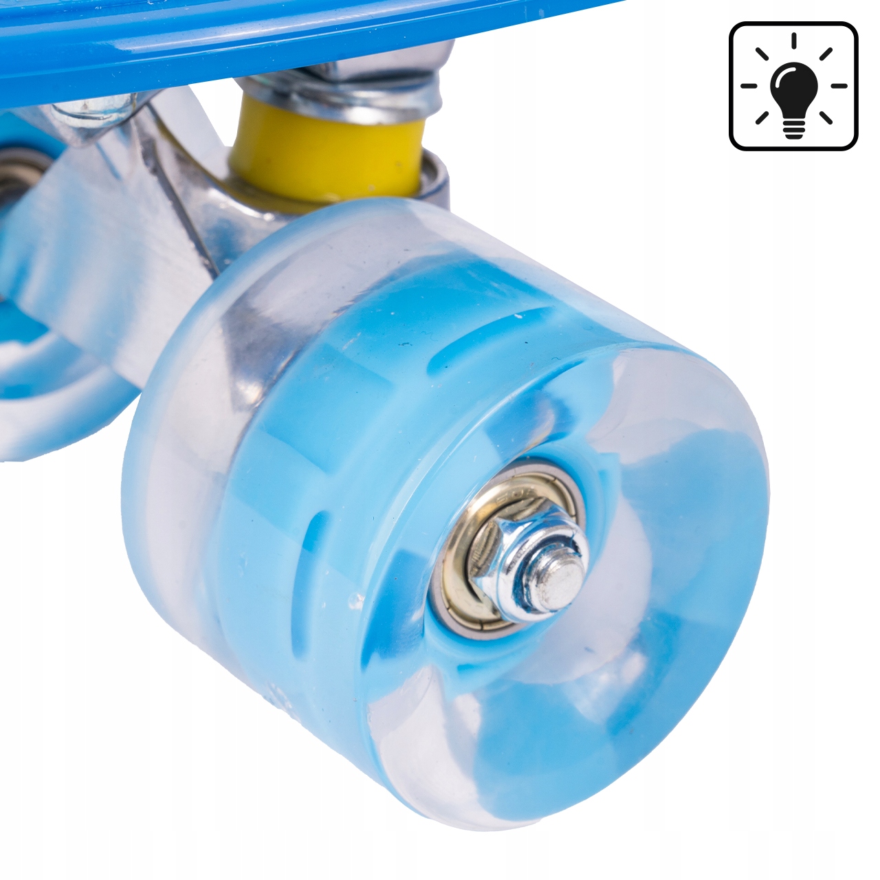 FISZKA DESKOROLKA DLA DZIECI ŚWIECĄCE KOŁA LED NIEBIESKA 56CM ABEC7 RGB Długość decku 56 cm