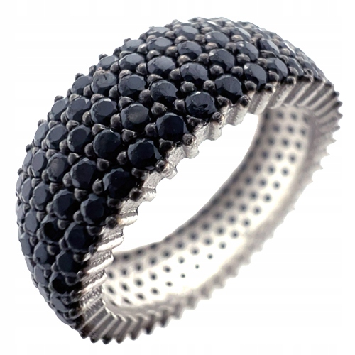 Stříbrný prsten prstýnek s černými zirkony, černé drápky, zkouška 925