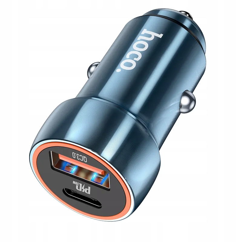 Ładowarka samochodowa Hoco Usb A Usb C QC3.0 Pd 20W Z46A niebieska