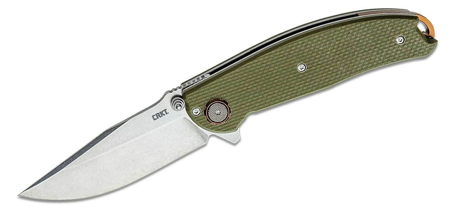 Crkt CR-2471 Butte nóż składany z asystą 8,5 cm, Stonewash, zielony, G10