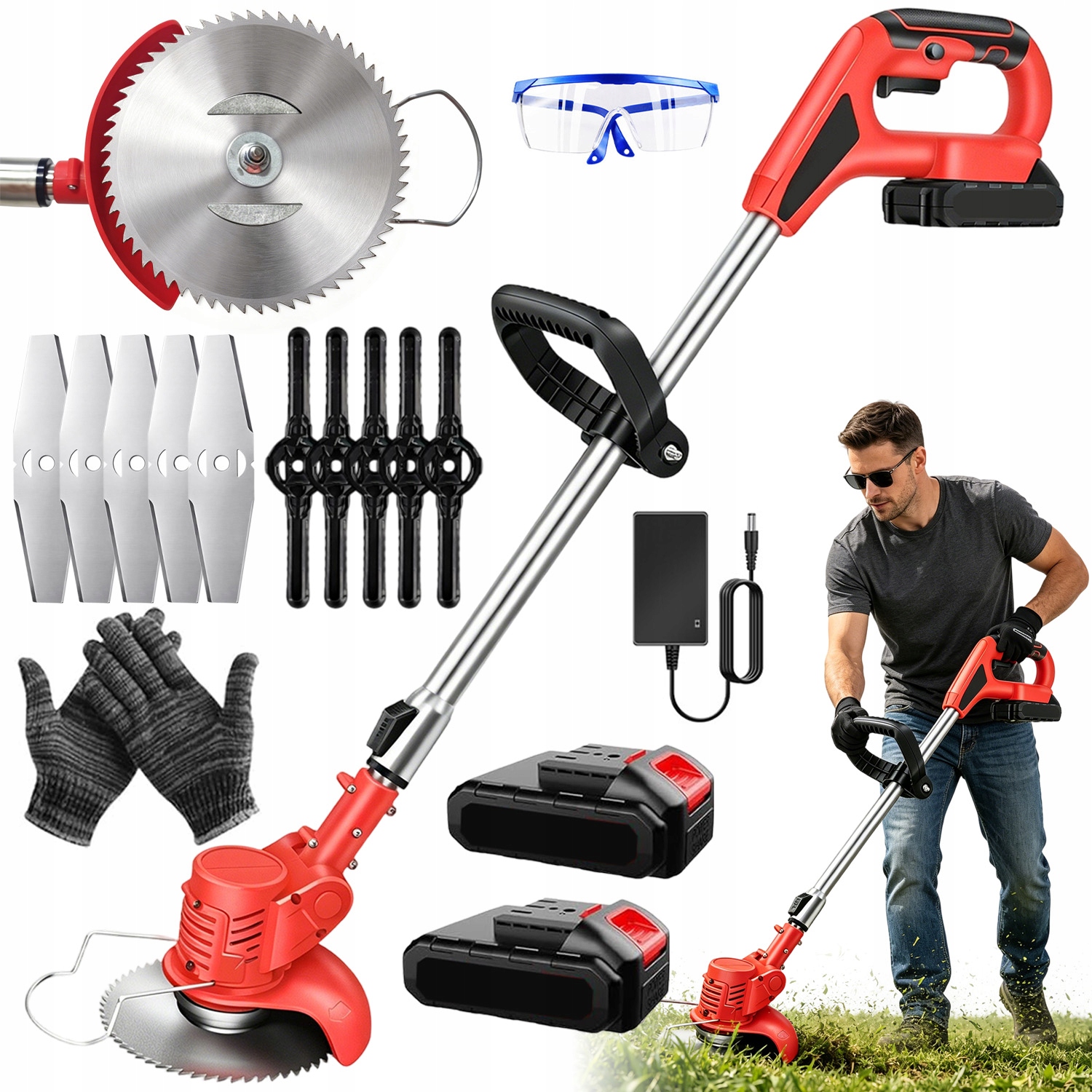 Sekačka 2X Akumulátorová Křovinořez Zahradní Sekačka Na Trávu Set Sekačka