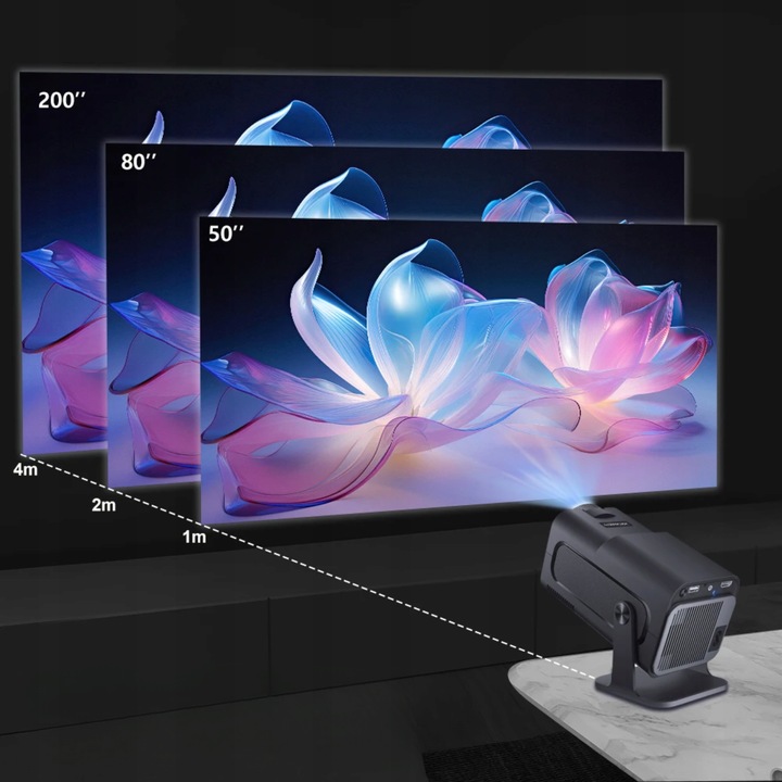 Projektor Rzutnik Android TV WiFi Bluetooth 4K Full HD Przenośny Obrotowy Model Hy320 mini