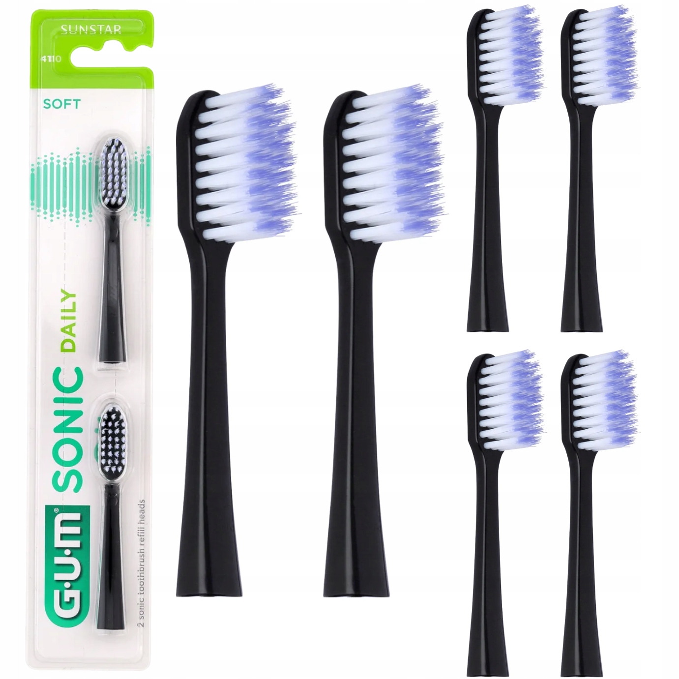 Końcówki do Szczoteczki do Zębów Gum Sonic Daily Czarne Miękkie 3x2szt.