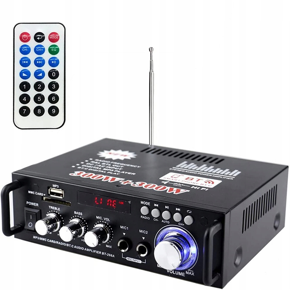 

Wzmacniacz Mocy Hifi Bluetooth BT-298A Z Pilotem