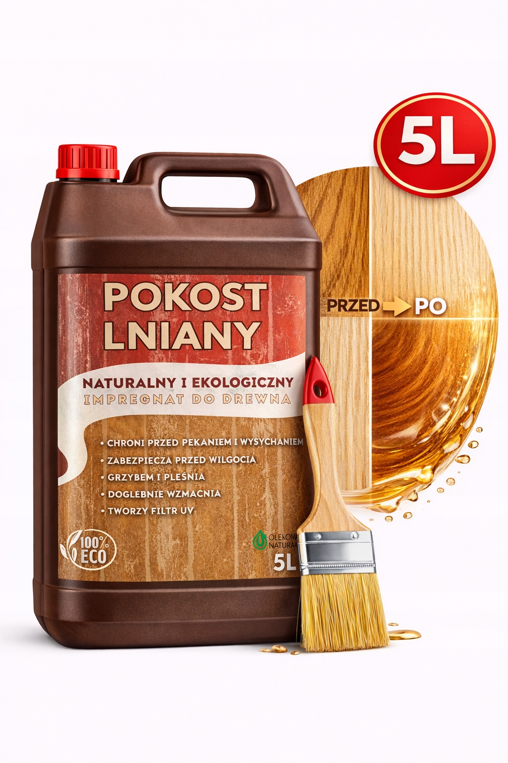 Impregnat Do Drewna Ekologiczny Pokost Lniany Bejca 5L