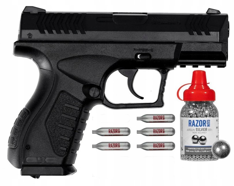 Umarex Xbg 4,5mm Wiatrówka Pistolet Śrut 1500 Bb 5 szt Kapsuł CO2