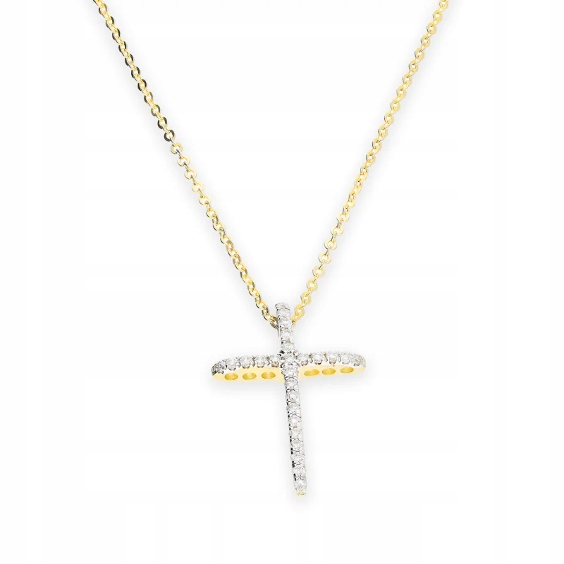 Elegantní dámský náhrdelník ze zlata 585 s křížkem a bílými zirkony