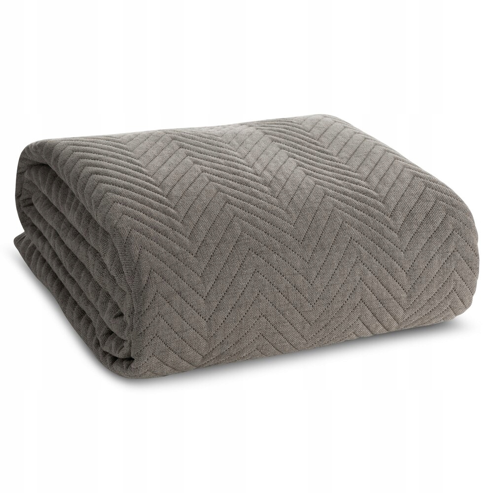 Dekorativní přehoz Len 200x220 popelavý, prošívaný, s lněnou strukturou