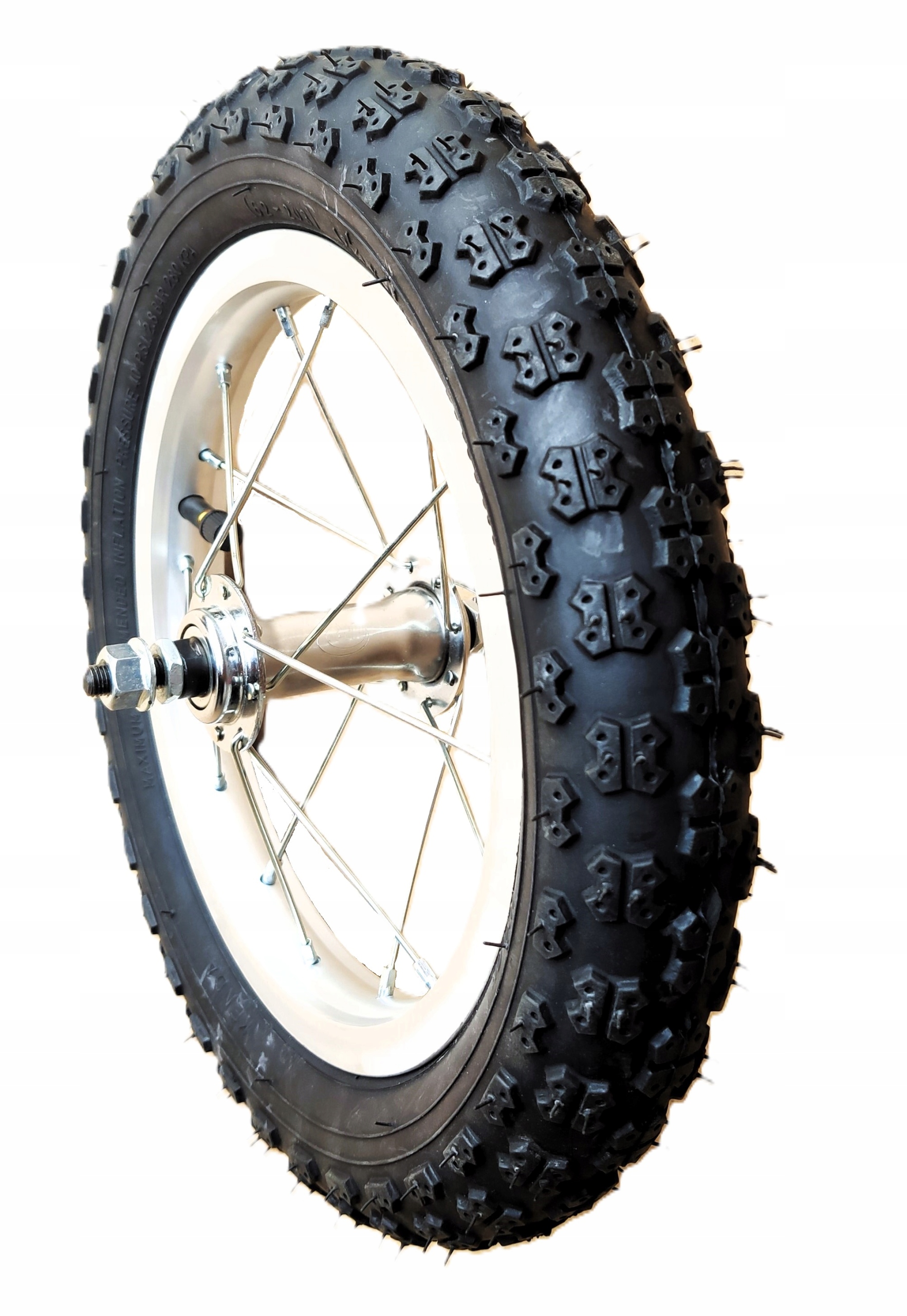 Přední kolo 12 kompletní s širokými alu ráfky pro kolo kočárku