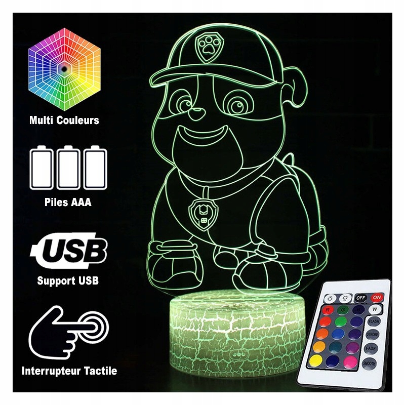 Lampka Nocna PSI PATROL RUBBLE 3D LED Imię Kod producenta 5905342816034