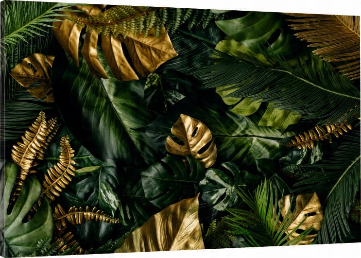 

Obraz Na Płótnie złote liście monstera palmy 90x60