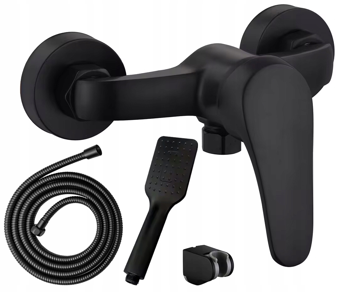 BATERIA PRYSZNICOWA ŚCIENNA CHROM NATRYSK ZESTAW + SŁUCHAWKA WĄŻ DO KABIN