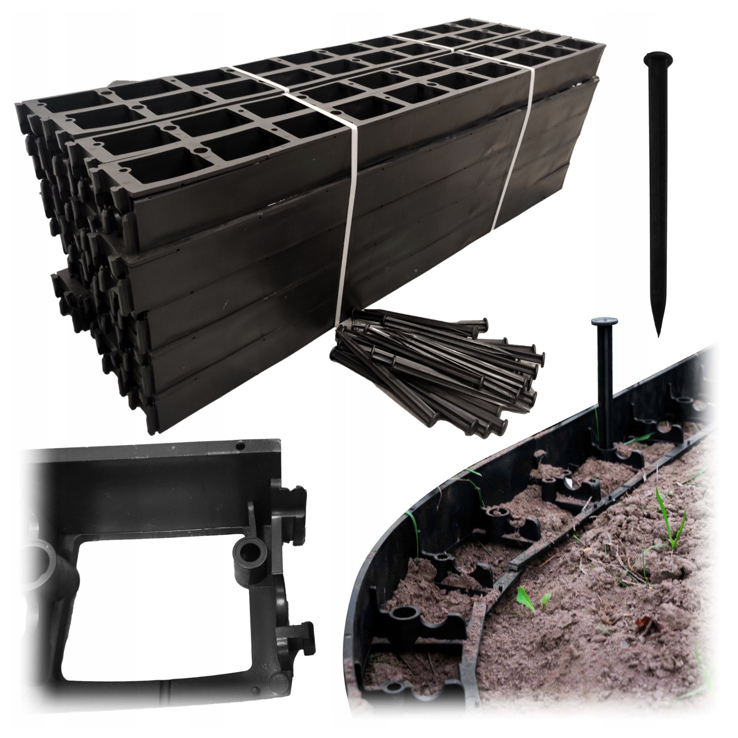 Obrzeże trawnikowe Obrzeża Ogrodowe Plastik 6 cm 40m 150 kotew StellaBORD