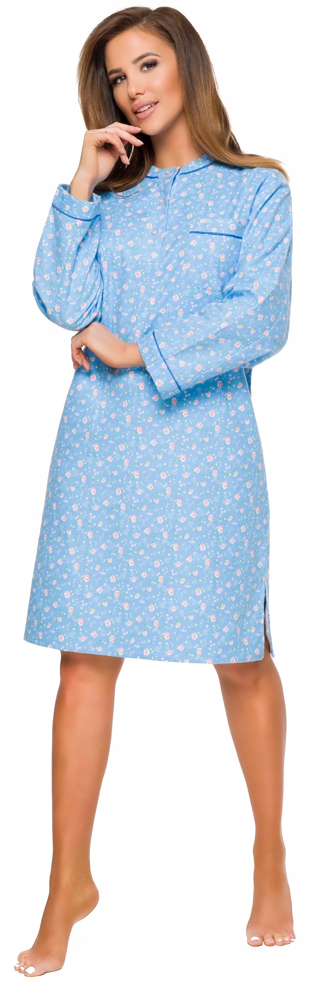 FLANELOWA BAWEŁNIANA DAMSKA KOSZULA NOCNA M Rozmiar M