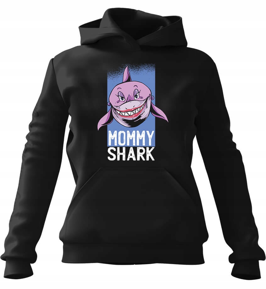 Dámská s kapucí Mikina Mommy Shark, černá, velikost M