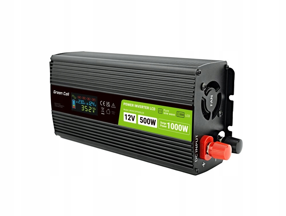 Green Cell Menič LCD 12V 500W/1000W Sínus