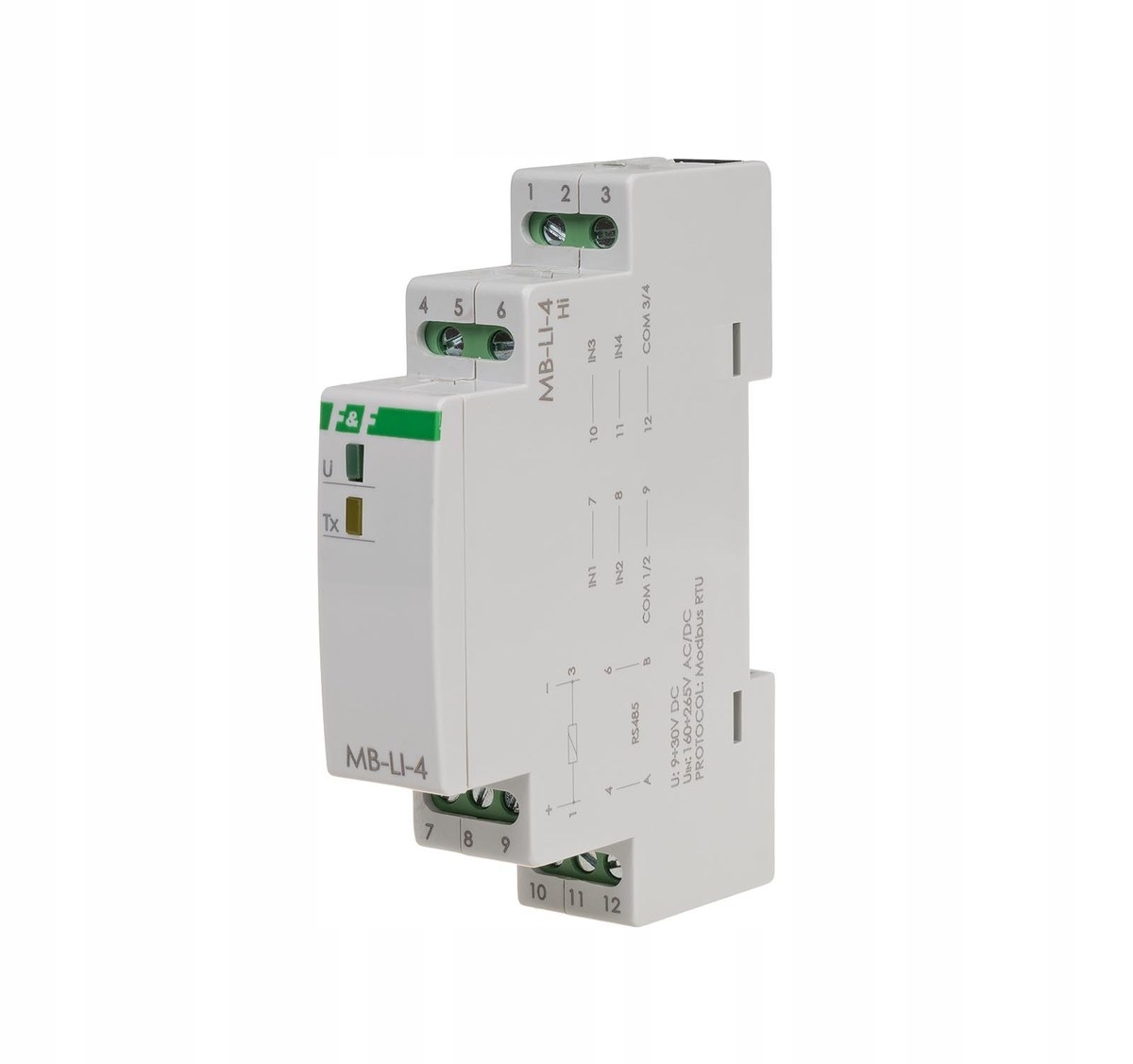 Licznik impulsów z wyjściem modbus rtu, 4-kanałowy, 1 moduł MAX-MB-LI-4LO