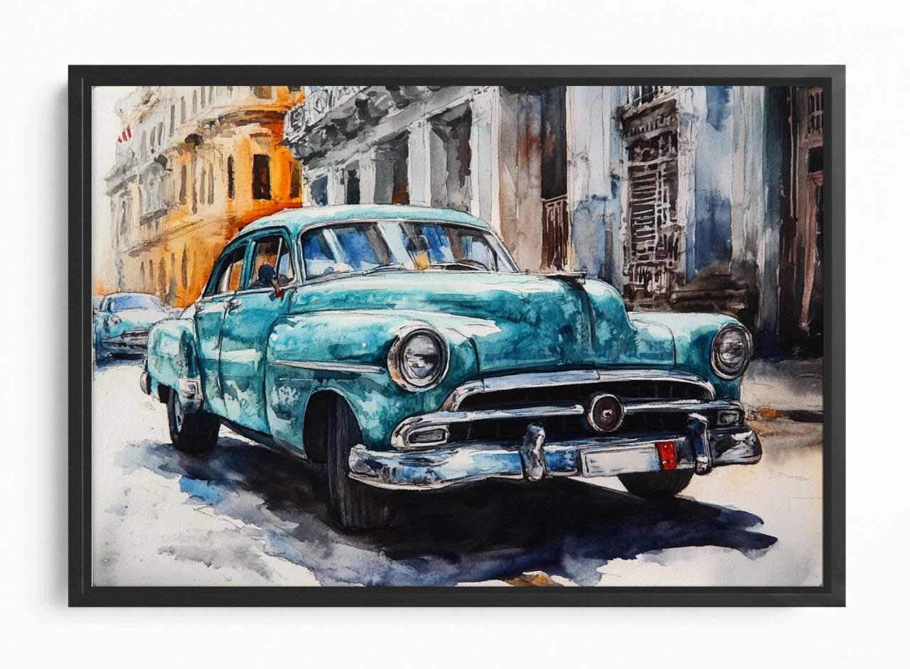 Obraz Rám American Box Auto Oldtimer Zabytek Havana Kuba 60x40
