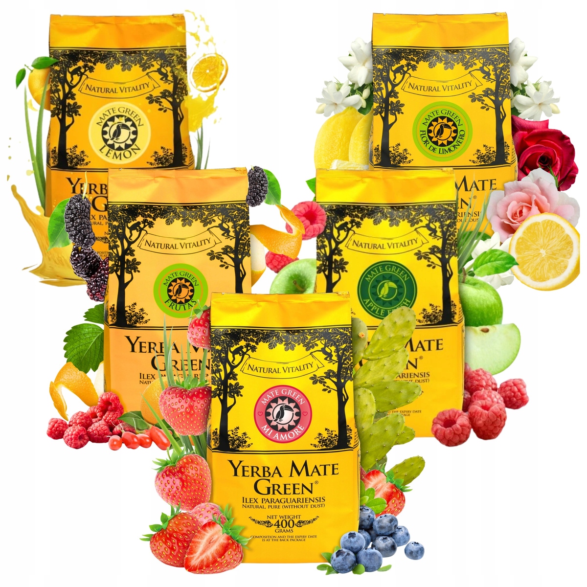 Levně Sada Yerba Mate Green Ovocné 2kg [5x400g] sin humo silné