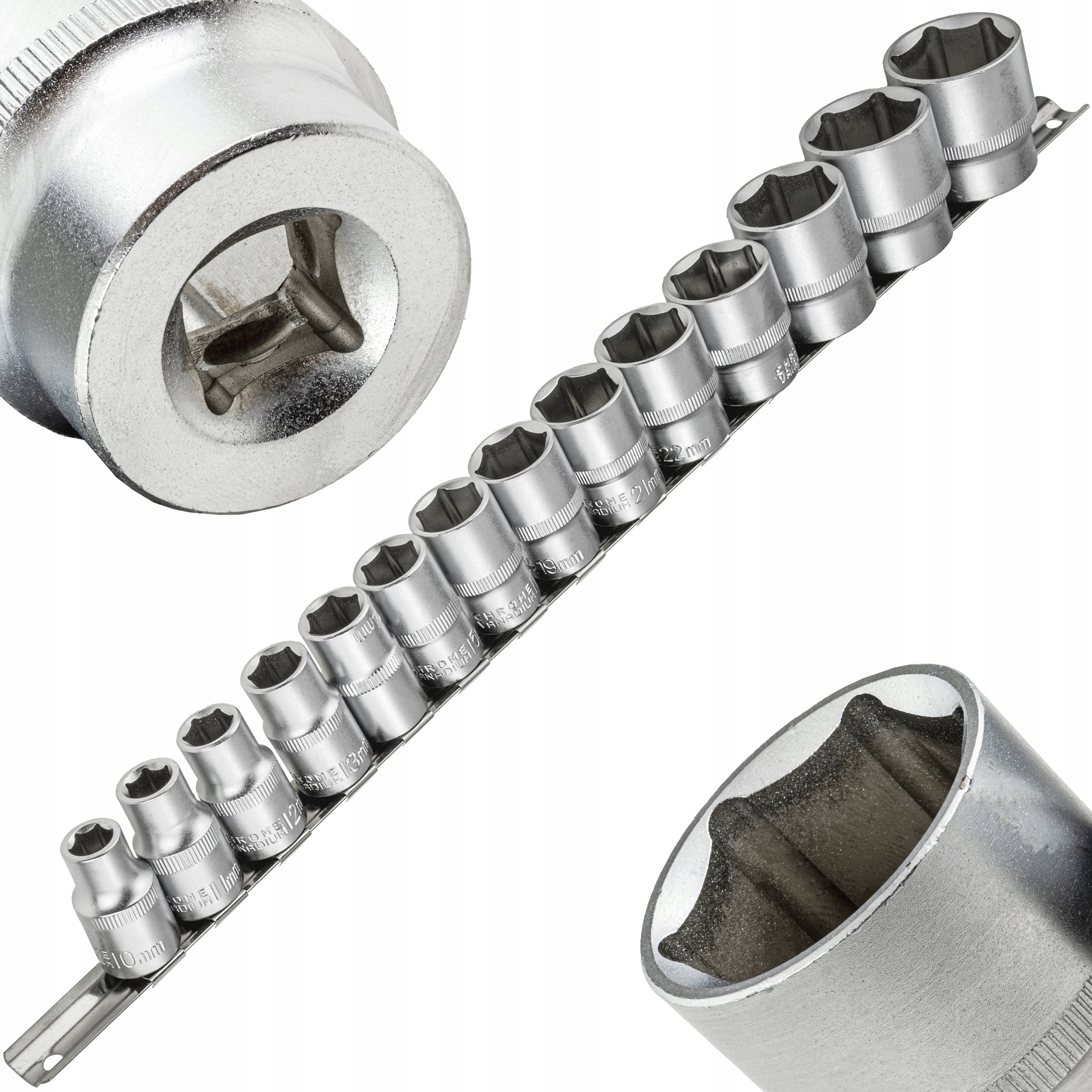 Zestaw Kluczy Nasadowych Klucze Nasadowe Nasadki 6-KĄT 10-32 MM 14 El. 1/2'