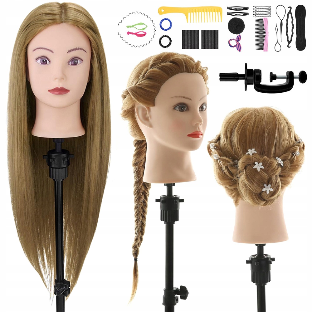 Hlava Pro Kadeřnickou Tréninkovou Hlavu Pro Česání, Přírodní Dámské Vlasy 71 CM
