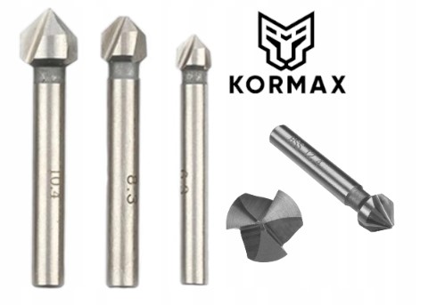 Sada 3 kusů kuželových záhlubníků 90 stupňů pro kov 3-čepele Hss Cobalt