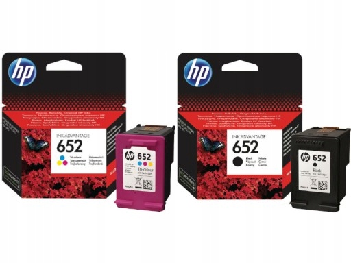 

Zestaw Tuszy Hp 652 Czarny+kolor F6V25AE F6V24AE