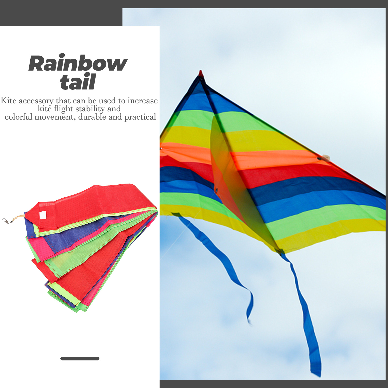 KITE TAIL DRONE PŁYWAJĄCE TĘCZOWE STREAMERY Szerokość 11 cm