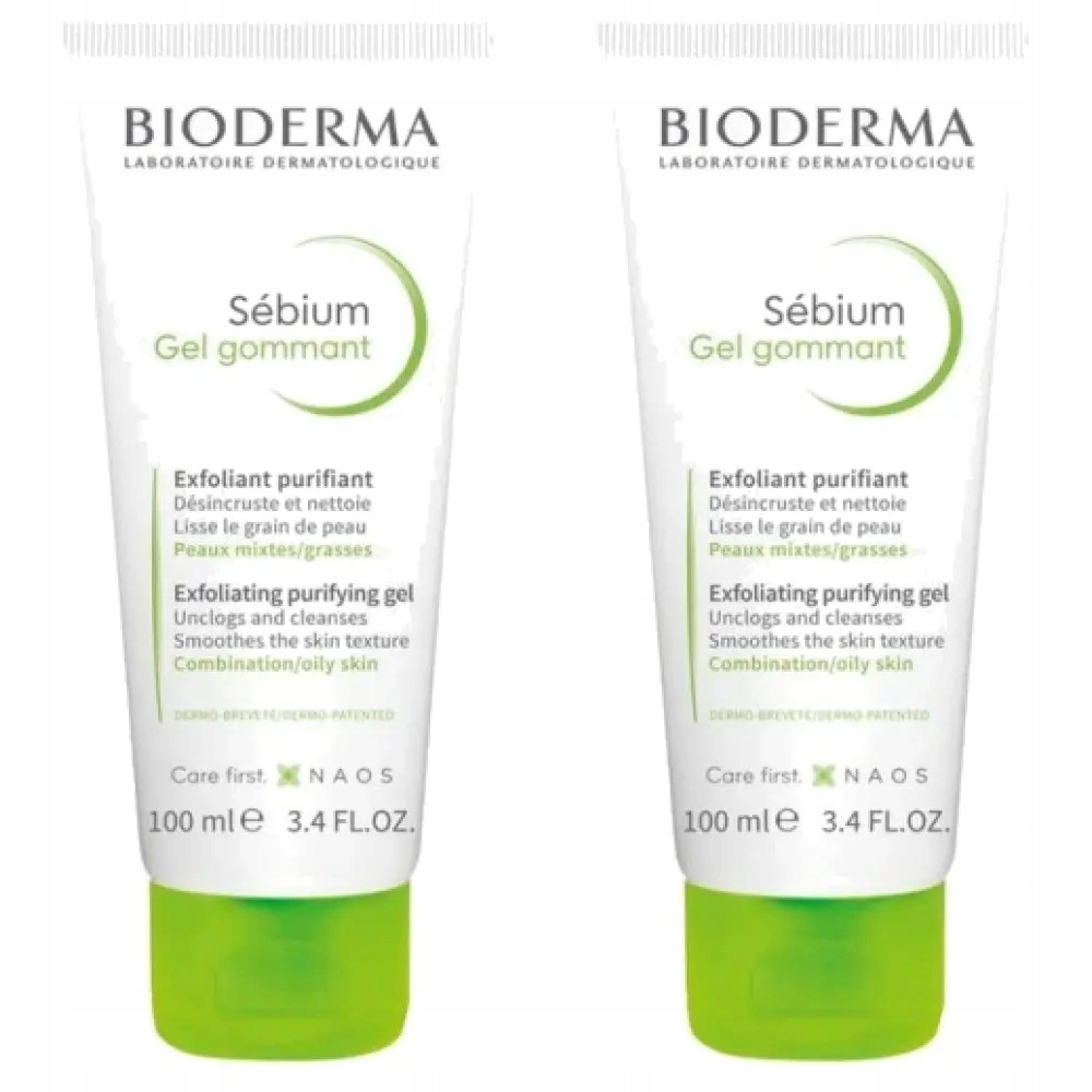 2x Bioderma Sebium Gel Gommant, myjący żel złuszczający, 100 ml