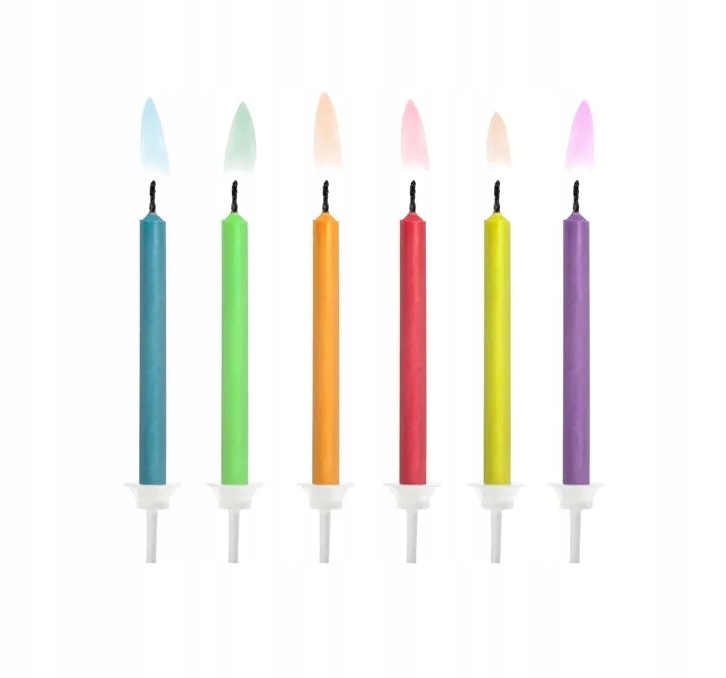Magiczne świeczki urodzinowe Kolorowy Płomień 6szt