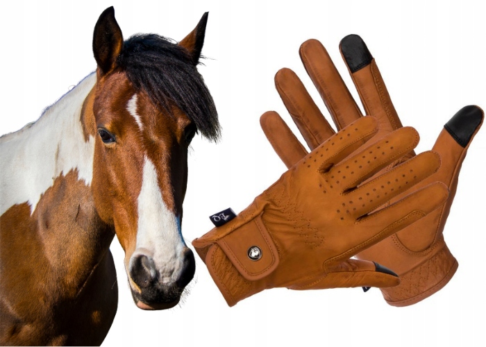 Rękawiczki jeździeckie Equestrian Queen Mauritius skórzane brązowe XL