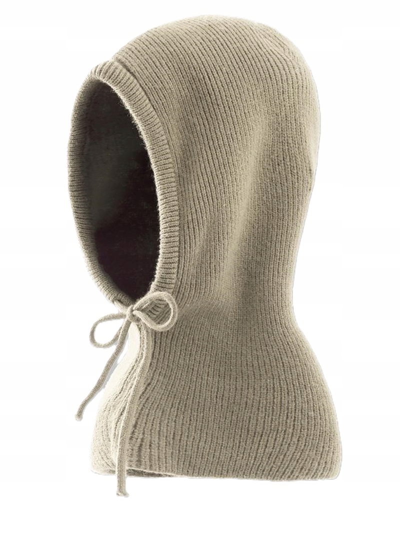 KAPTUR KOMINIARKA DAMSKA BEŻOWA CIEPŁA CZAPKA WIĄZANA