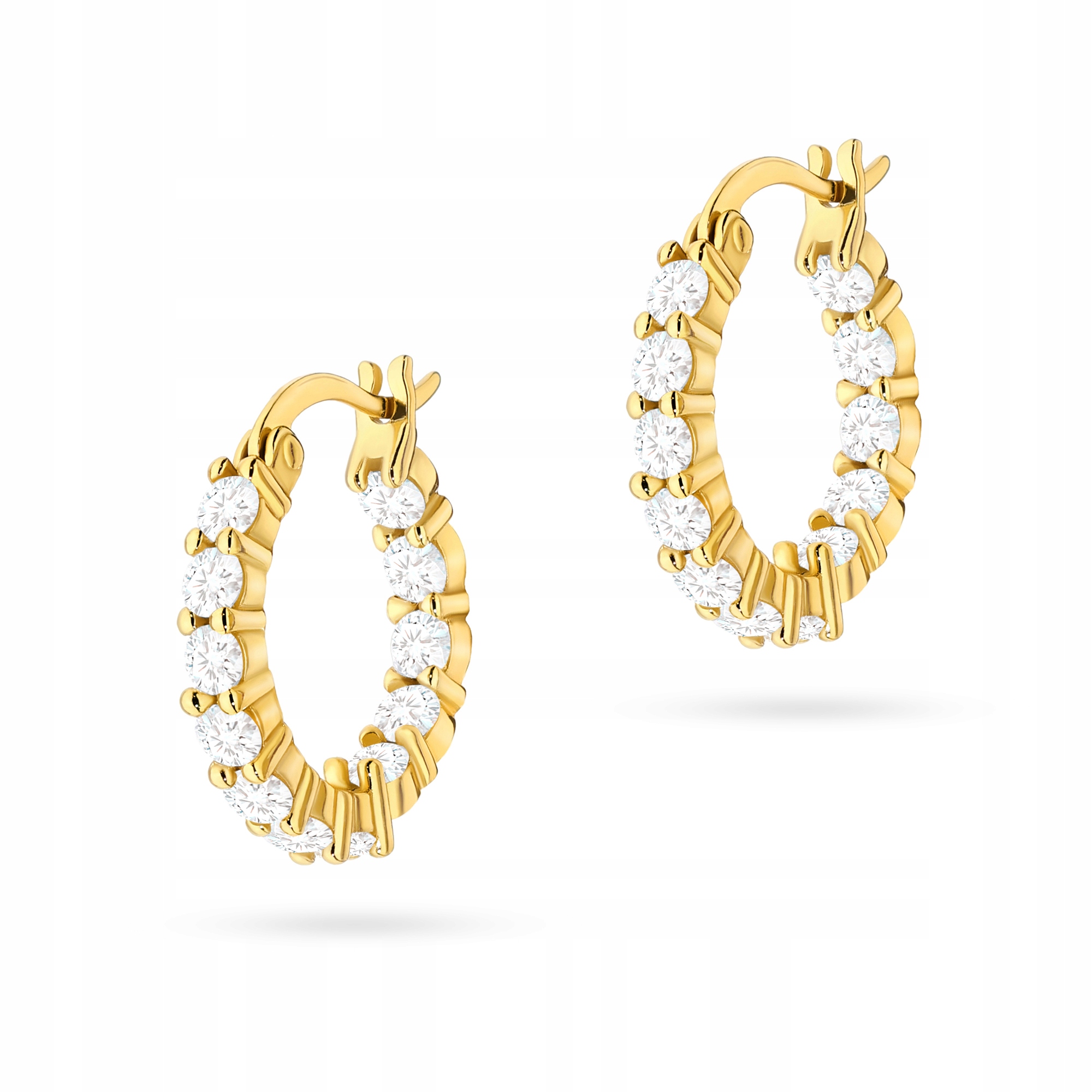 Pozlácené Stříbrné Náušnice Dámské ryzost 925 Kruhy s Zirkony