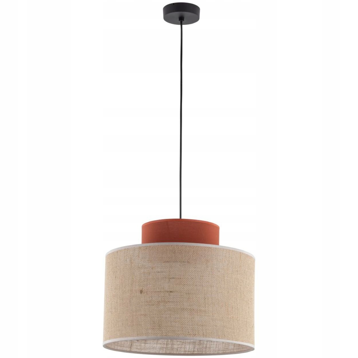 Závesná lampa Duo čierna jutové tienidlo 1xE27 38 cm Do Kuchyne A Jedálne