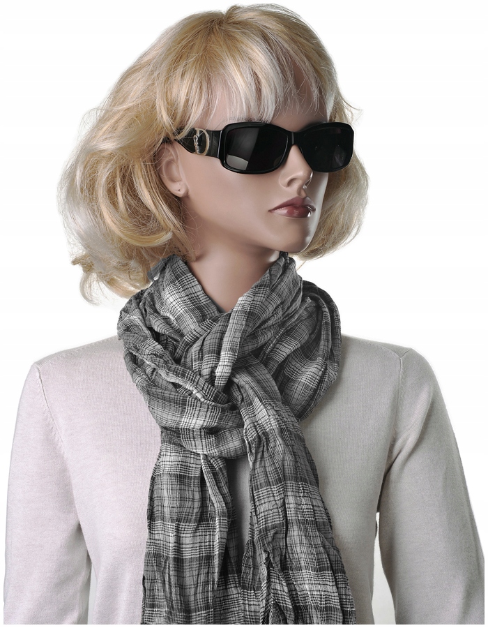 

Bawełna 100% Szalik Damski Szal w Kratkę Greg bw4