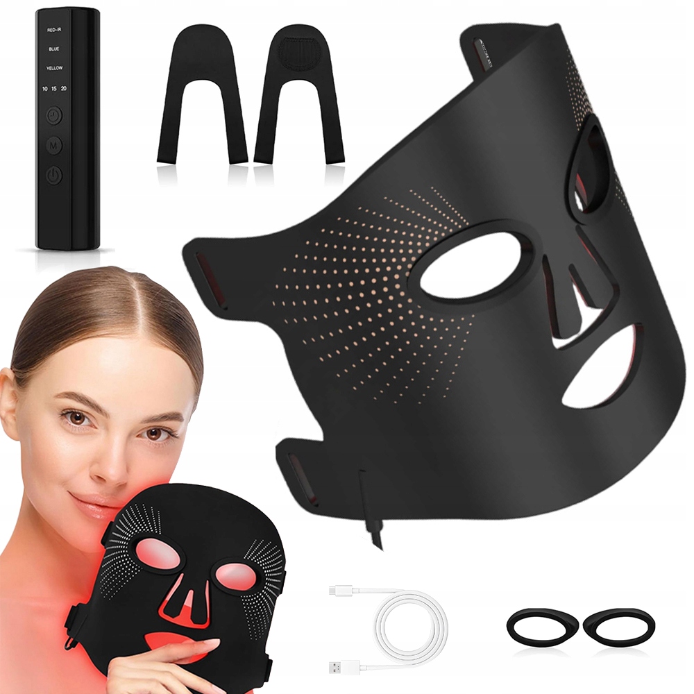 Pleťová Maska Pro Světelnou Terapii, Pohodlná, Ergonomická, Silikonová, 3 Led