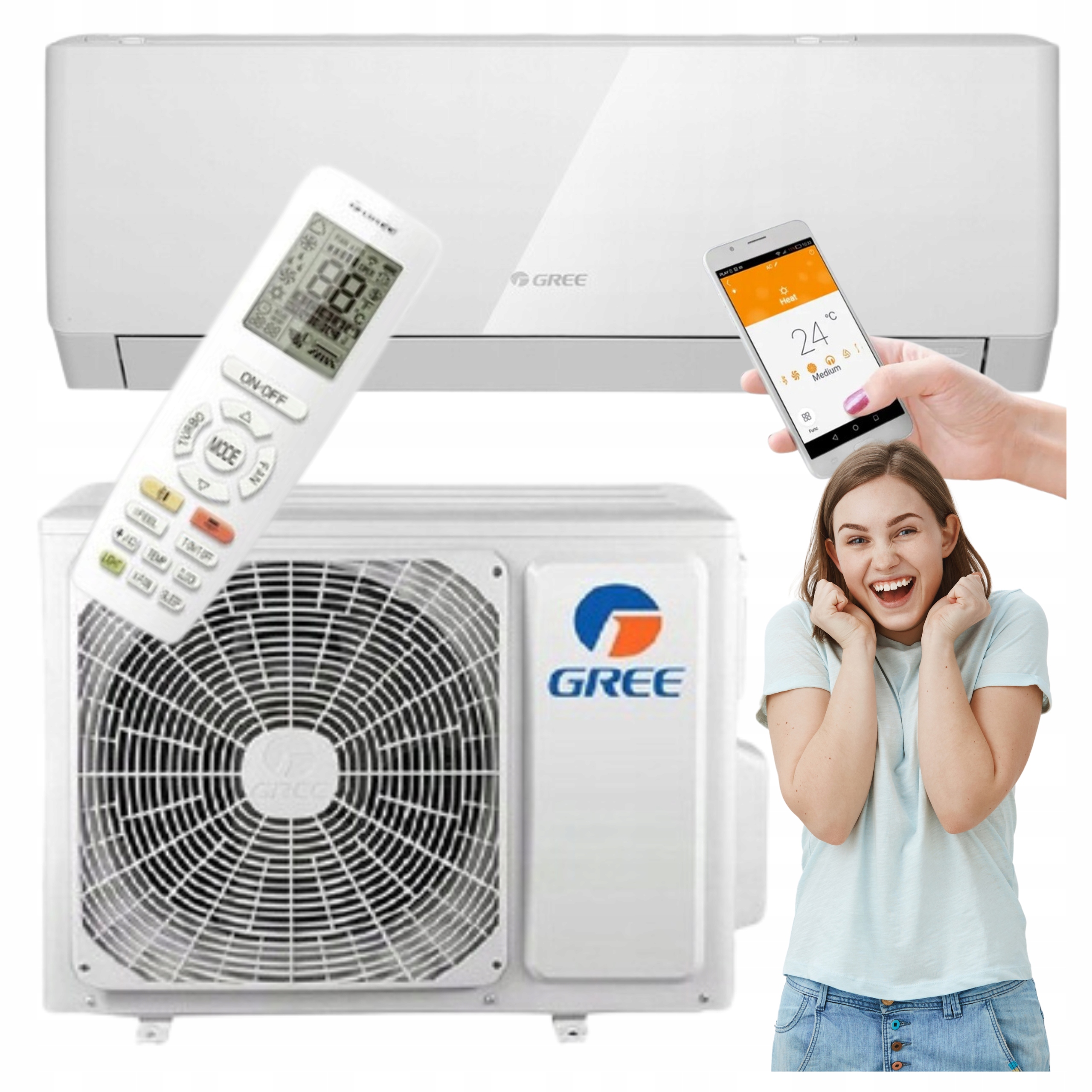 Nástěnná klimatizace Gree Pular Wifi pro 40 m2 s funkcí topení Klimatizace