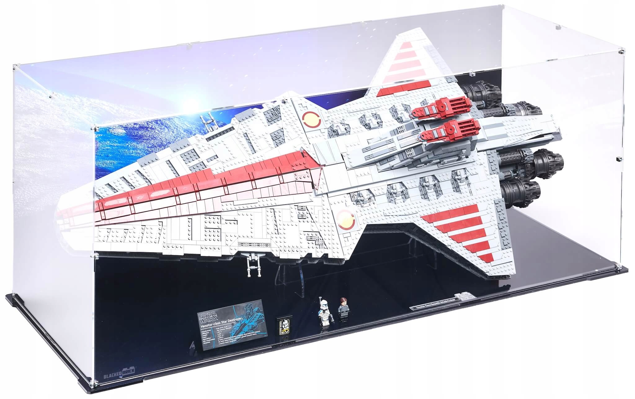 Vitrína s pozadím Blacked Brick pre Lego 75367 Star Wars Ničiteľ Venator