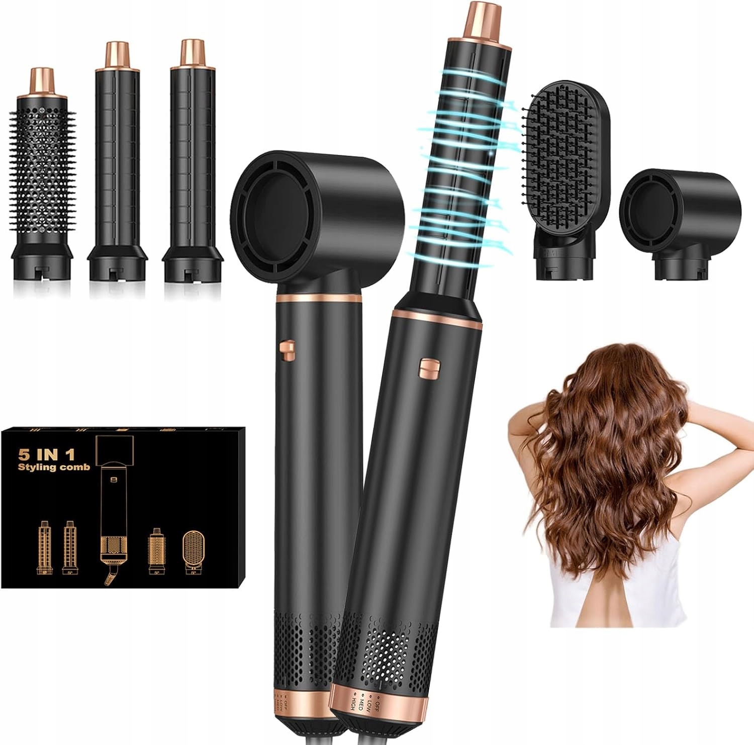 Suszarka do włosów zestaw Automatyczna Obrotowa Lokówka Prostowanie 5 in 1