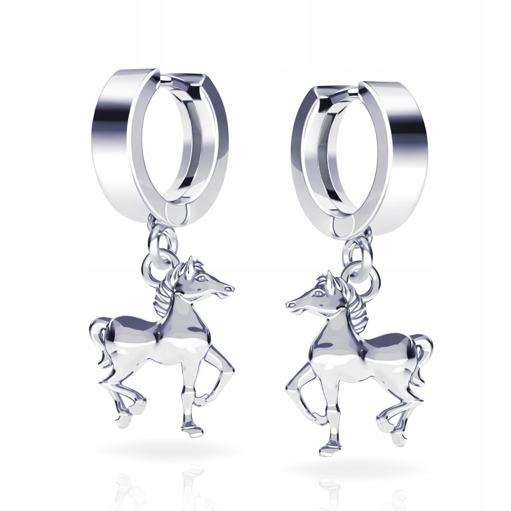 Kůň Koník 3D Stříbrné náušnice pouta stříbro 925