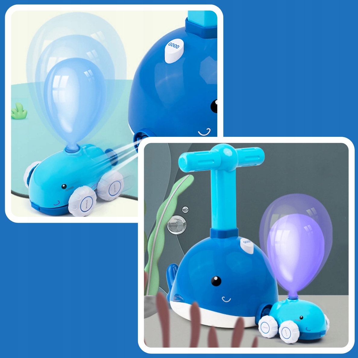 WYRZUTNIA BALONOWA AERODYNAMICZNY DELFIN INTERAKTYWNA AUTO POMPKA PREZENT Marka bez marki