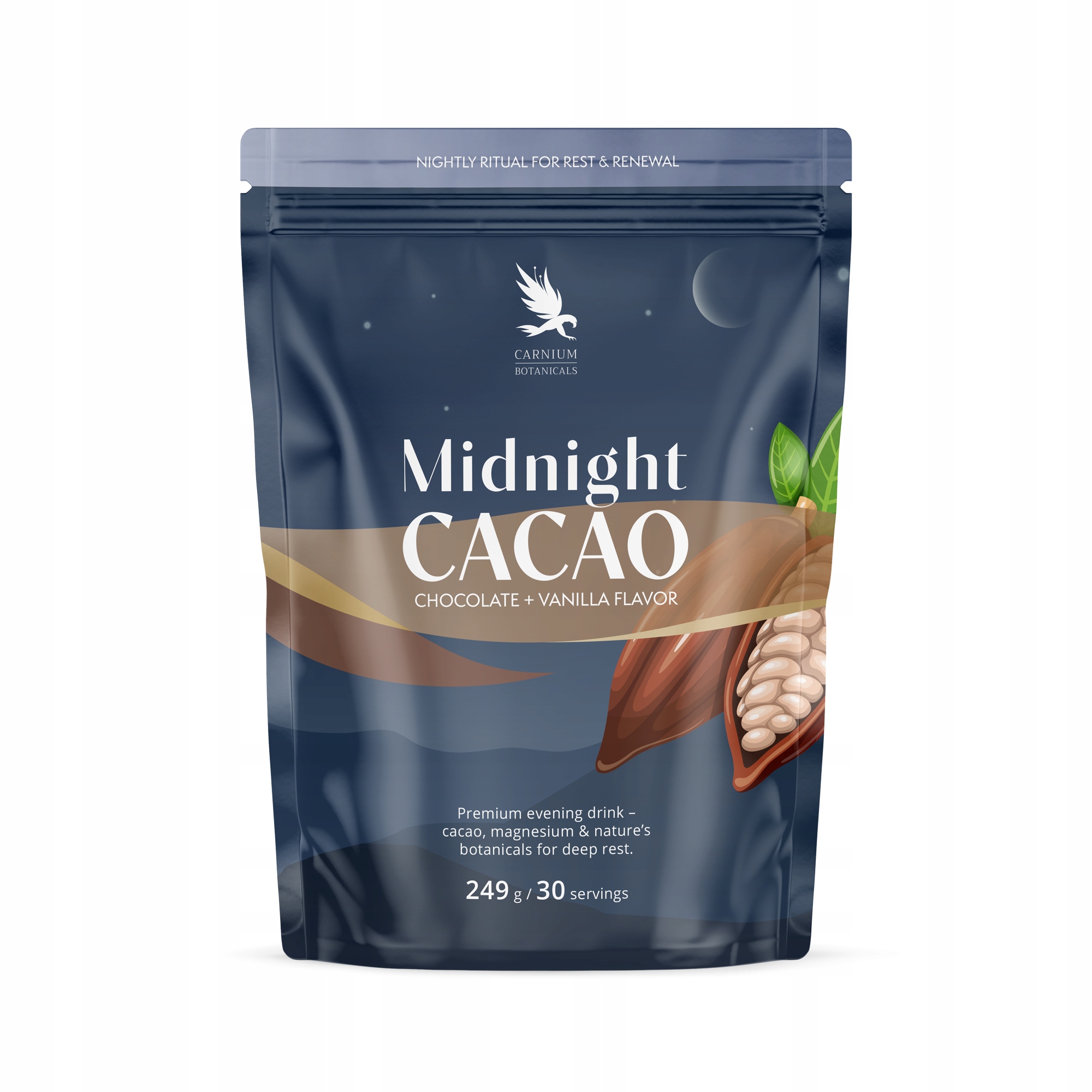 Levně Kakao premium čokoláda vanilka nápoj Carnium Botanicals Midnight Cacao 2op