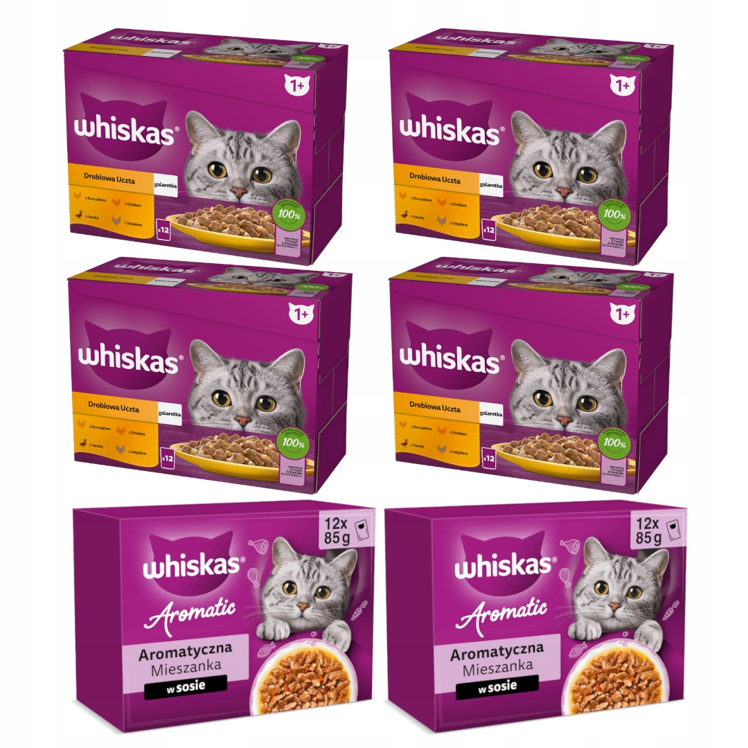 Whiskas 72x85g Drobiowa Uczta w Galaretce Aromatyczna Mieszanka w Sosie