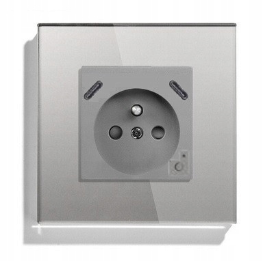 Elektrická Zásuvka Usb C+C Wifi Skleněná Tuya Měření Energie 20W 3A Qc