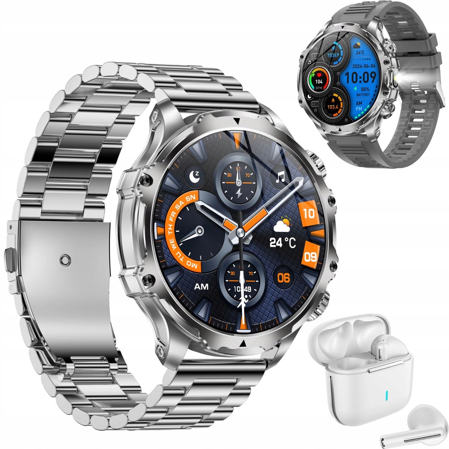 Inteligentné pánske hodinky Bluetooth Rozhovory Šport Zdravie Pulzometer Pl Slúchadlá