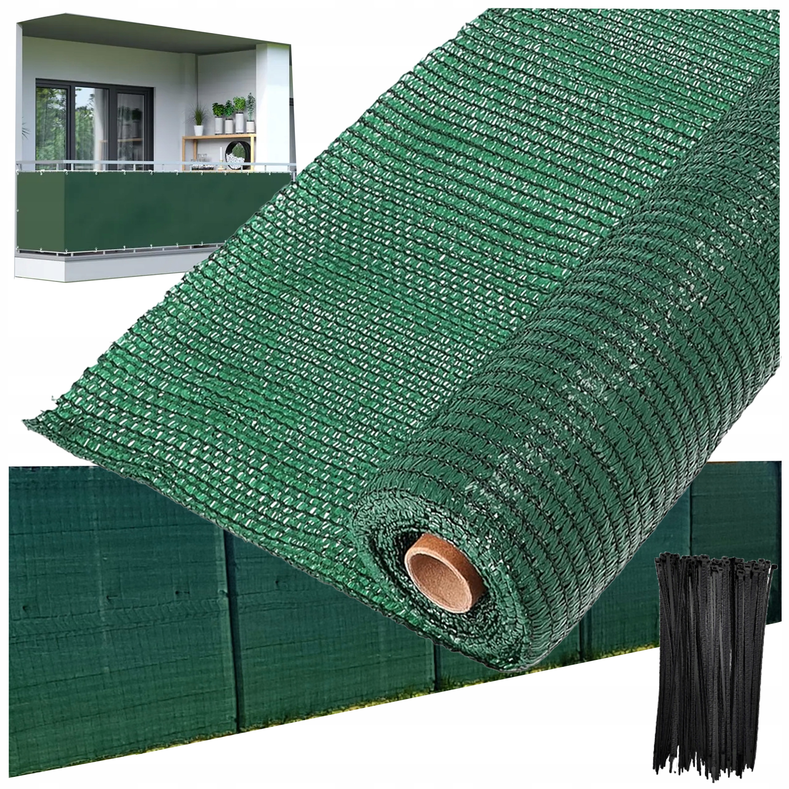 Mata Maskująca Na Płot 1,5x30 Siatka Cieniująca Na Ogrodzenie 95% Opaski