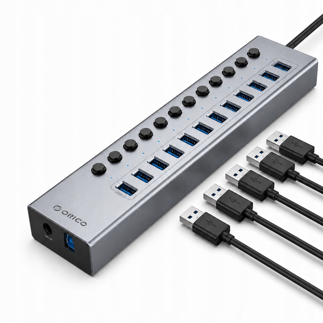 Multifunkčný Hub Adapater 13v1 Usb-a 3.0 S Vypínačmi 12V 5A 60W Orico