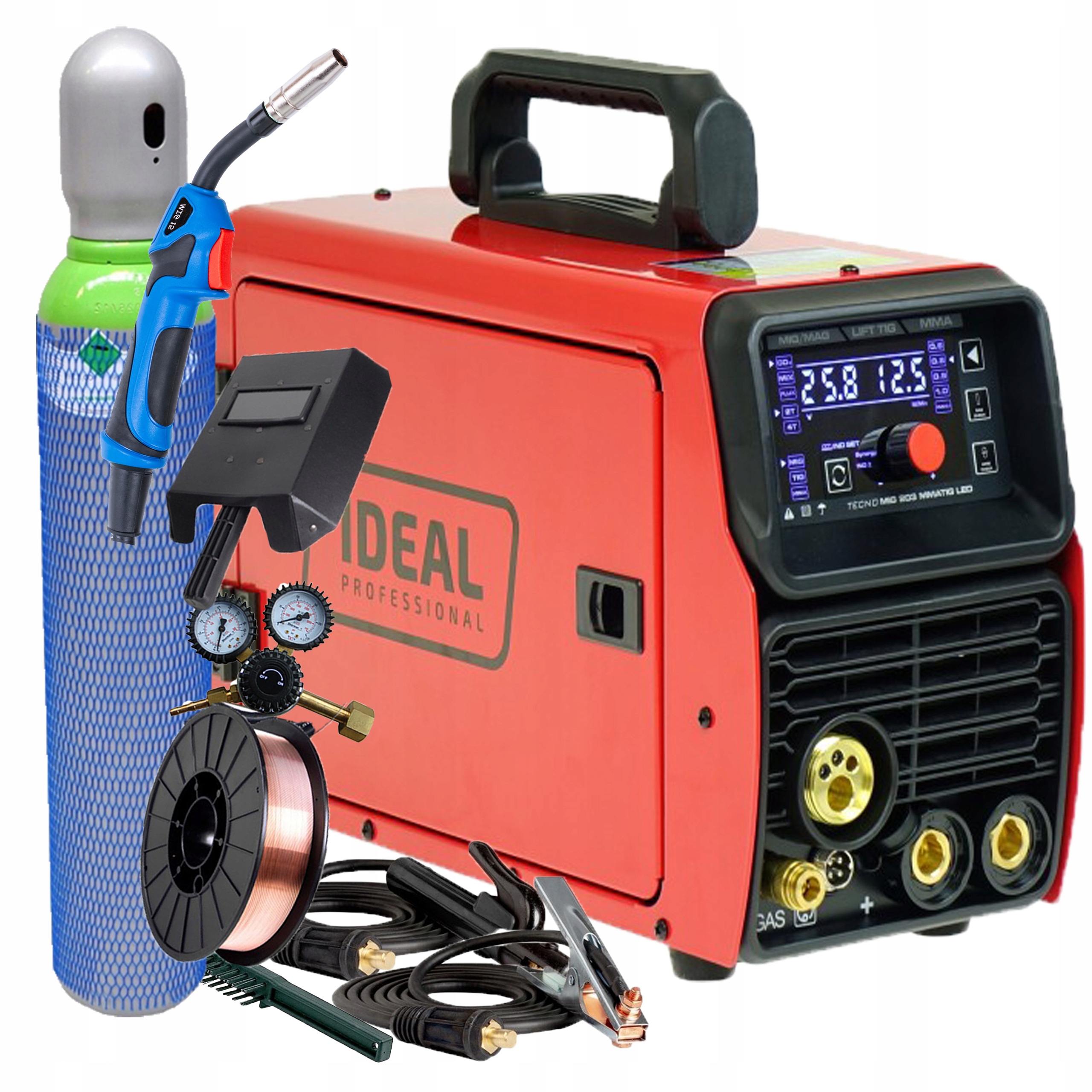 Spawarka Migomat Ideal Tecno Mig 203 200A Mma Tig 3W1 Synergia Zestaw