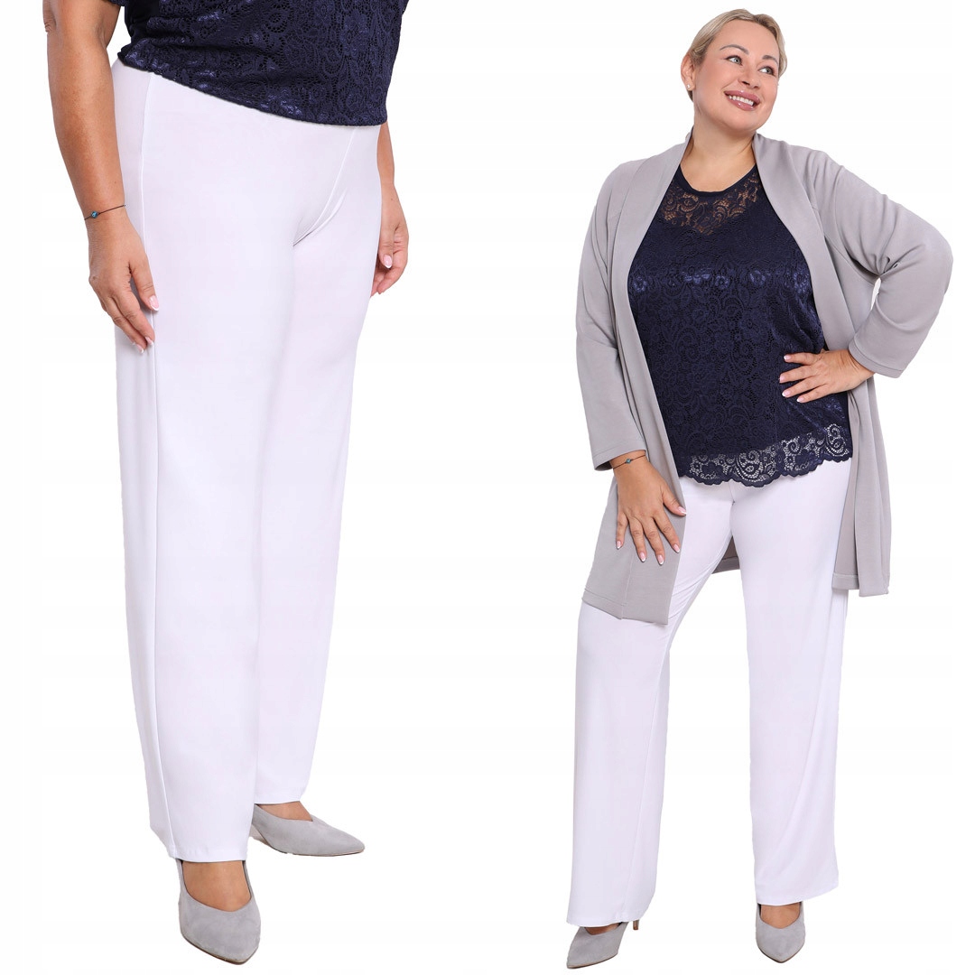 Bílé společenské kalhoty plus size velikost 50