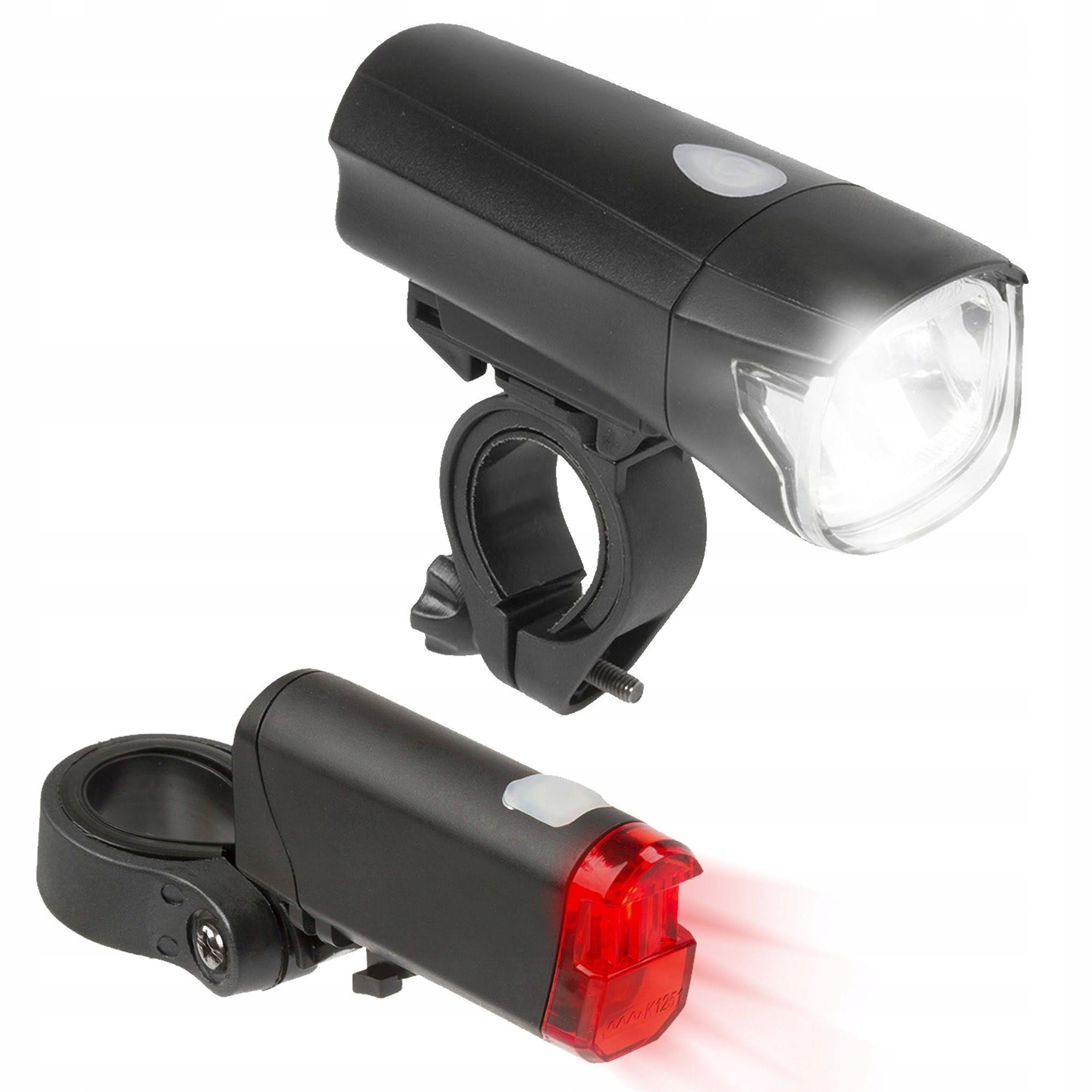 

Zestaw lamp rowerowych przód tył baterie